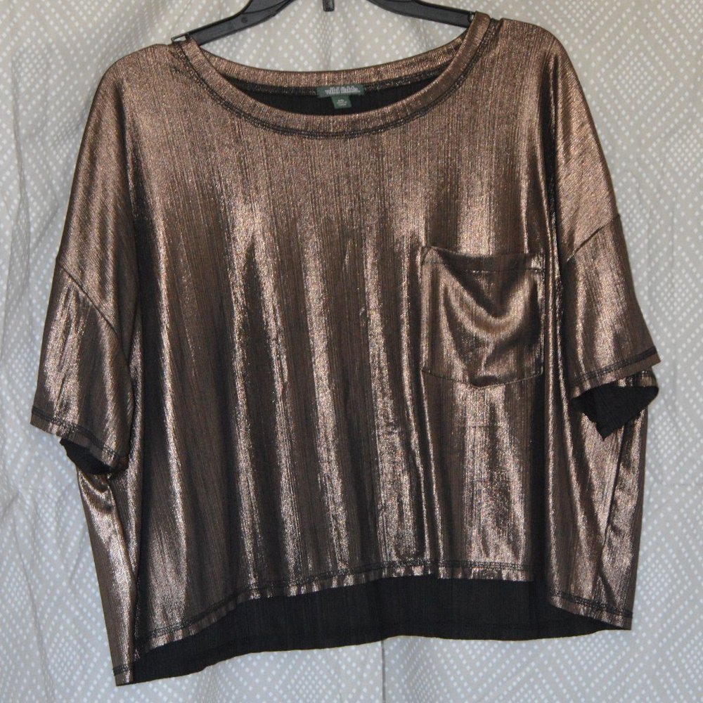 Wild Fable - Metallic Boxy Short Sleeve Crop Top, XXL